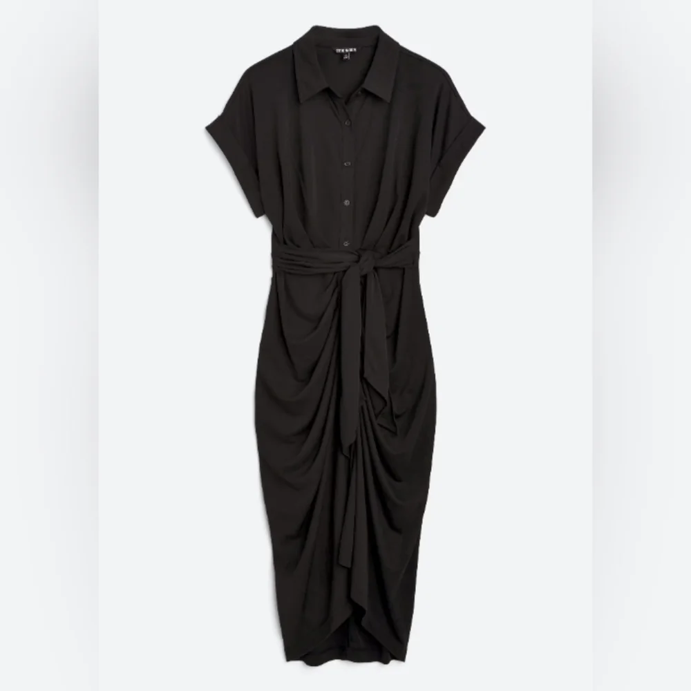 Steve Madden TORI Black Tie-Front Midi Dress - Picture 2 of 6